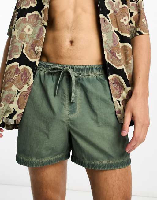 Integración Pío Vientre taiko ASOS DESIGN swim shorts in short length in washed green | ASOS