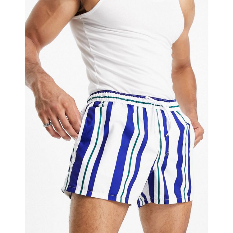 ASOS DESIGN swim shorts in short length in white