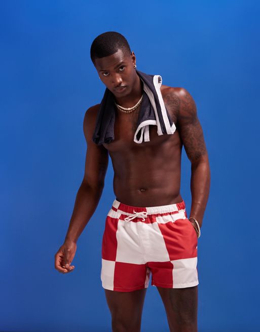 FhyzicsShops DESIGN swim shorts in short length with all over patchwork