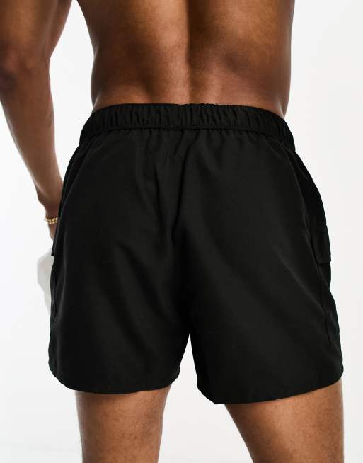 ASOS DESIGN swim shorts in short length in black