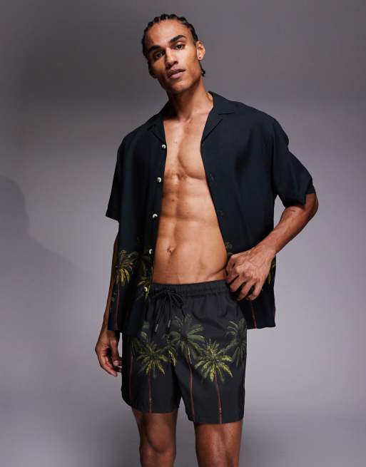 ASOS DESIGN set with palm tree print in black, 2 of 3