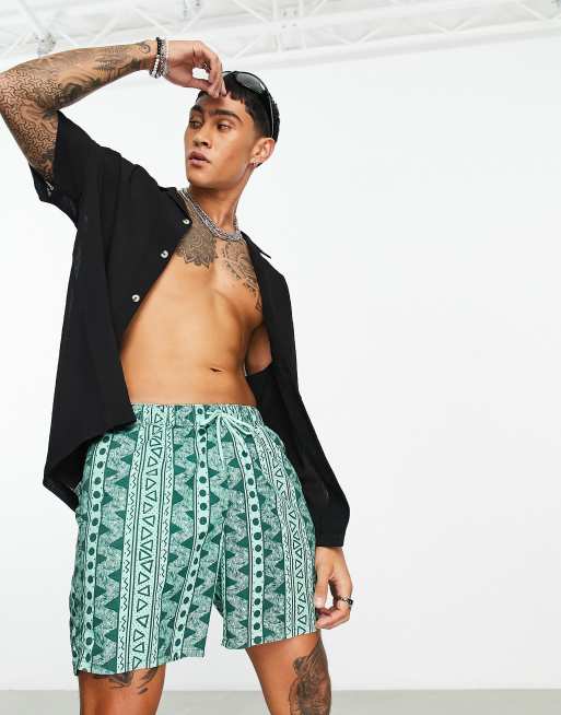 tirano Experimentar por no mencionar ASOS DESIGN swim shorts in short length with pattern print | ASOS