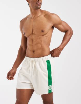 Asos Design Swim Shorts In Neutral