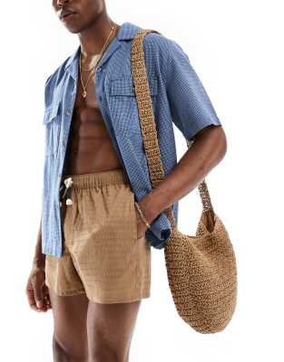 FhyzicsShops DESIGN swim shorts recto in short length with rope draw cord in brown