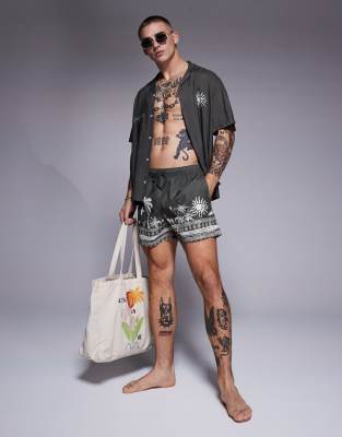 Asos Design Swim Shorts In Green