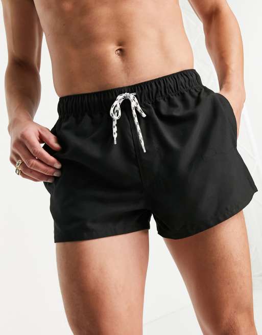 Plain black store swim shorts