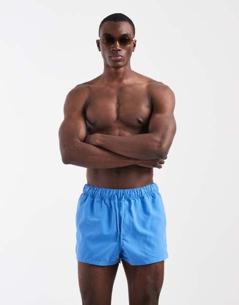ASOS DESIGN swim shorts in super short length in blue - view 1