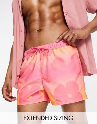 ASOS DESIGN swim shorts with faded floral print short length
