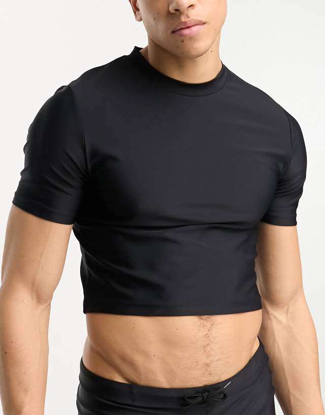 ASOS DESIGN swim T-shirt in black