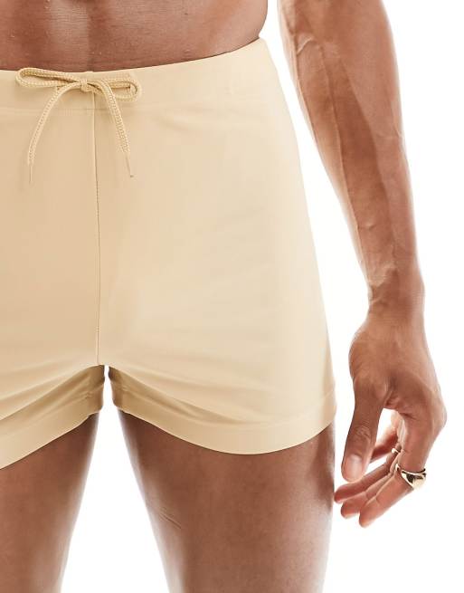 ASOS DESIGN swim trunk in beige