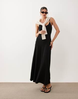Asos Design Swing Bra Cami Midi Dress In Black