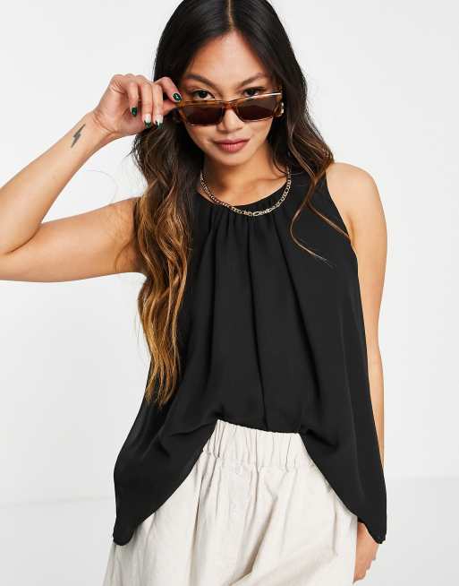 ASOS DESIGN swing tank in chiffon in black