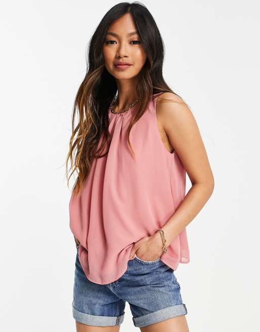 ASOS DESIGN swing tank in chiffon in blush
