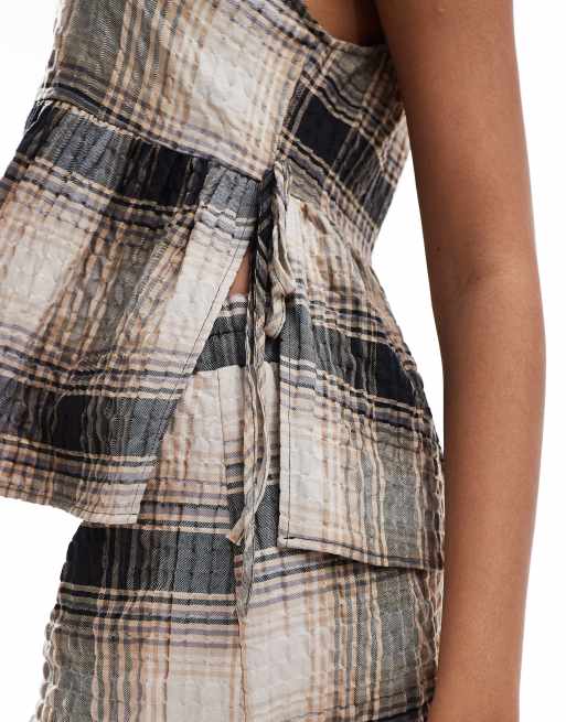 ASOS DESIGN swing top with tie side detail in check part of a set ASOS
