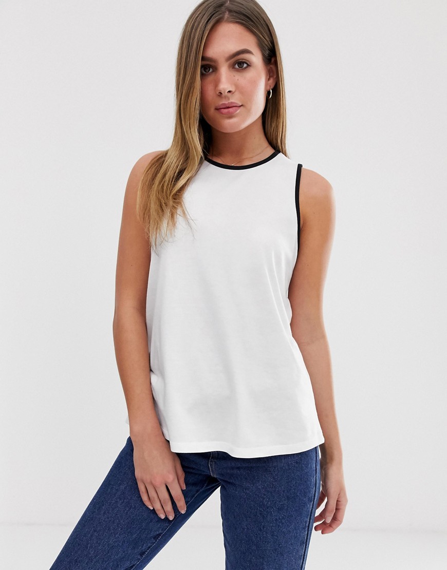ASOS DESIGN swing vest with tipping in white