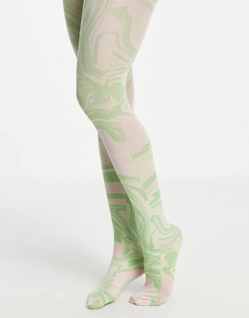 ASOS DESIGN swirl printed tights in pastel tones