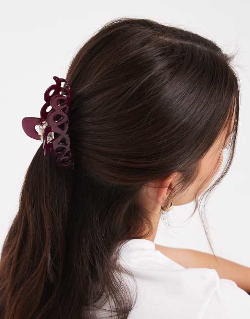 ASOS DESIGN swirly hair claw in plum, 2 of 3