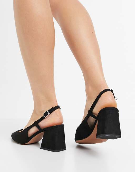 ASOS DESIGN Sydney Chaussures a bride arriere et talon mi haut Noir