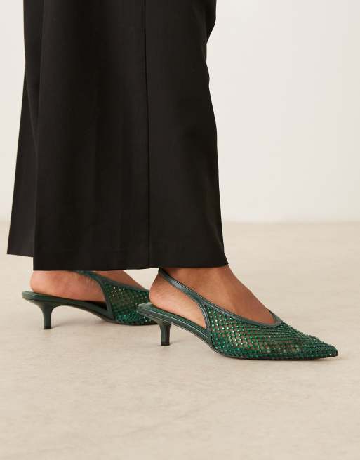 ASOS DESIGN – Sydney – Gröna skor med hälrem, taxklackar och utsmyckning, 2 av 4