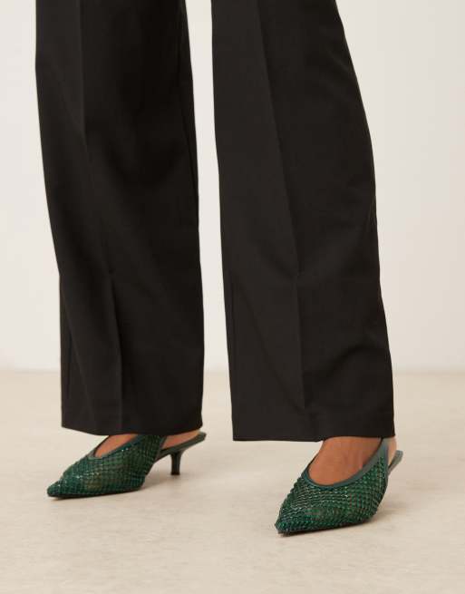ASOS DESIGN – Sydney – Gröna skor med hälrem, taxklackar och utsmyckning, 4 av 4
