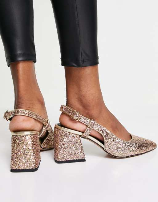 ASOS DESIGN - Sydney - Scarpe con tacco medio e cinturino sul retro glitterate, 3 di 4
