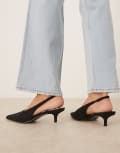 [ASOS DESIGN] ASOS DESIGN Sydney slingback kitten heel shoes in black 36 BLACK