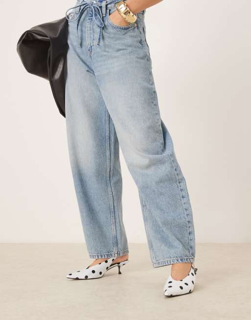 ASOS DESIGN Sydney slingback kitten heel shoes in polka dots