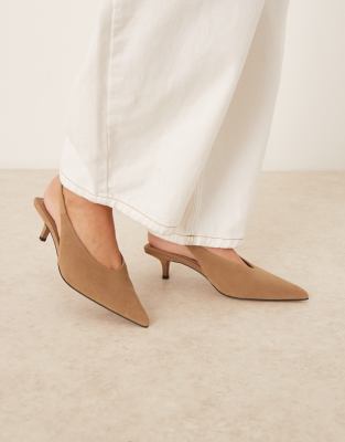 Asos Design Sydney Slingback Kitten Heel Shoes