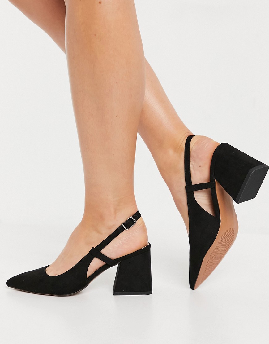 ASOS DESIGN Sydney slingback mid heels in black