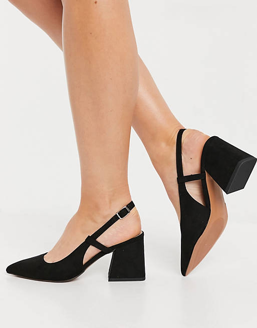 ASOS DESIGN Sydney slingback mid heels in black | ASOS