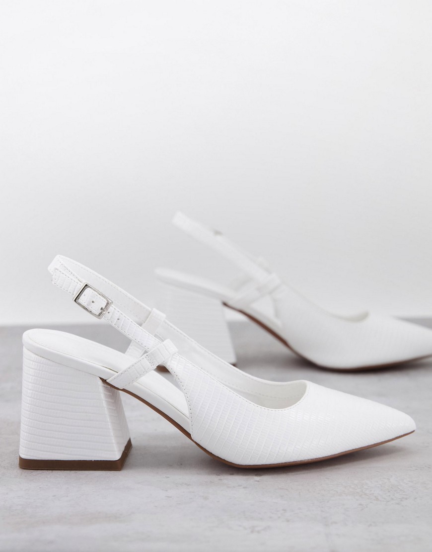 ASOS DESIGN Sydney slingback mid heels in white