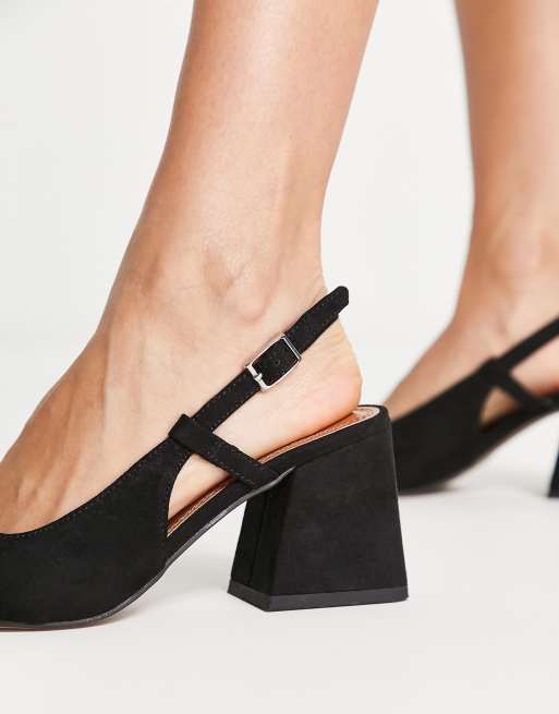 ASOS DESIGN – Sydney – Svarta, halvhöga klackskor med blockklackar och hälrem, 2 av 4
