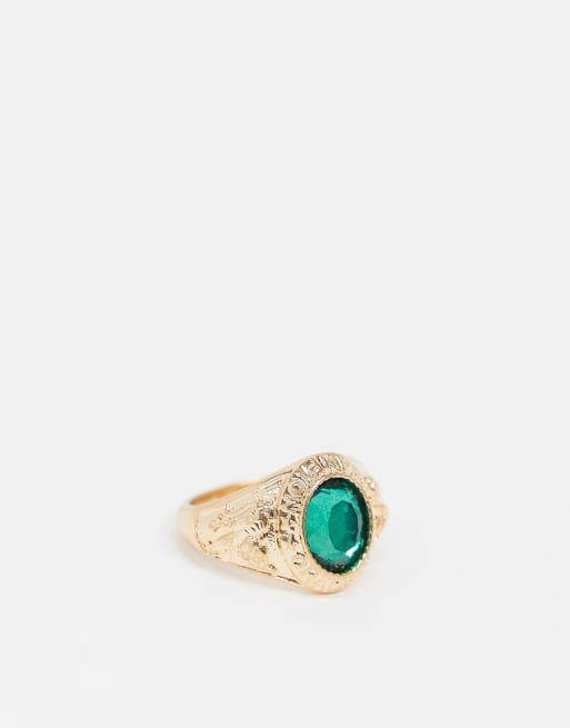 ASOS DESIGN – Sygnet w kolorze złota ze wzorem uczelnianym