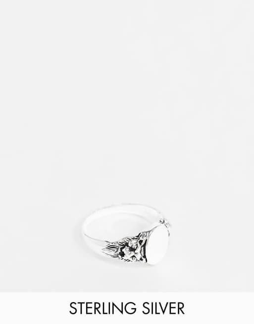 ASOS DESIGN – Sygnet z oksydowanego srebra wysokiej próby z motywem lwa