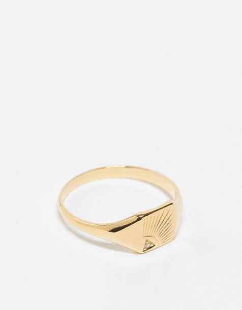 ASOS DESIGN – Sygnet ze srebra wysokiej próby w kolorze złotym - view 1