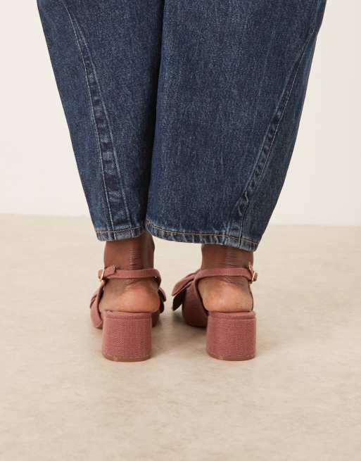 ASOS DESIGN - Symbol - Rosa sko med hælrem og mellemhøj blokhæl samt sløjfedetalje, 2 af 4