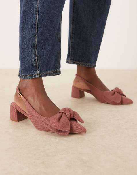 ASOS DESIGN – Symbol – Różowe buty na średnim obcasie klockowym z kokardką i paskiem za piętą - view 1