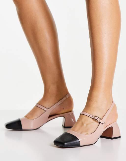 ASOS DESIGN - Syon - Mary Jane schoenen met halfhoge hak in beige