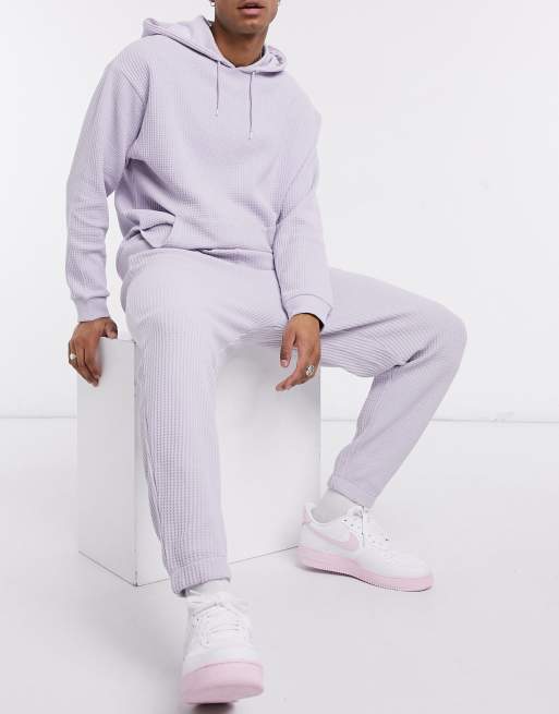 ASOS DESIGN – Syrénlila, våfflade mjukisbyxor i oversize, del av set