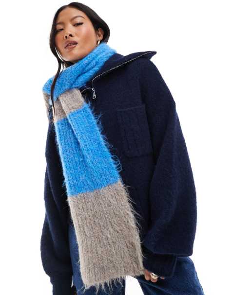 ASOS DESIGN – Szalik w niebiesko-szare paski - view 1