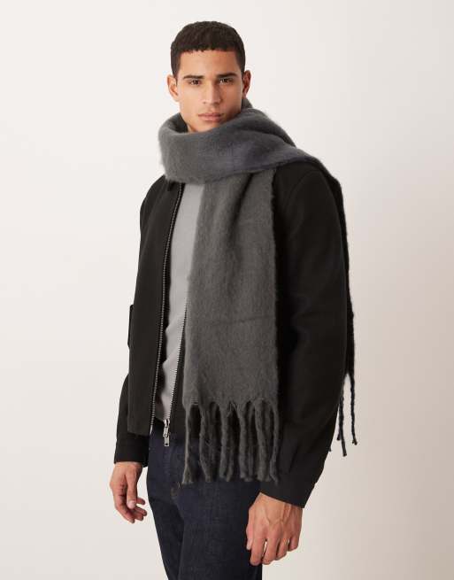 ASOS DESIGN – Szalik z materiału z szarym efektem ombre, 3 z 3