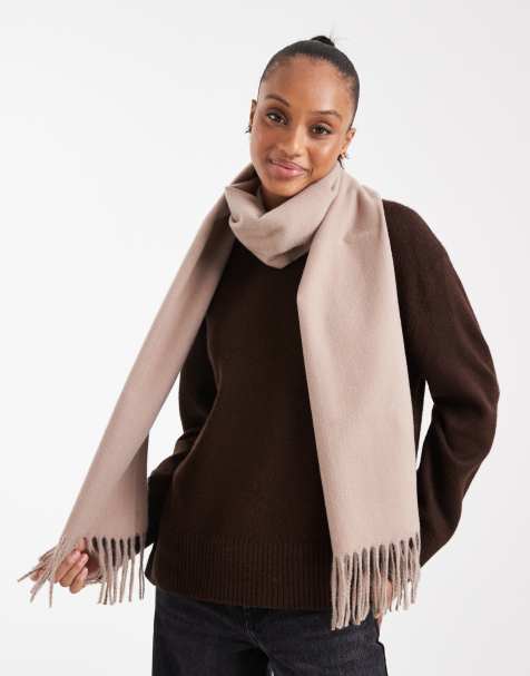 ASOS DESIGN woven tassel scarf in warm neutral
