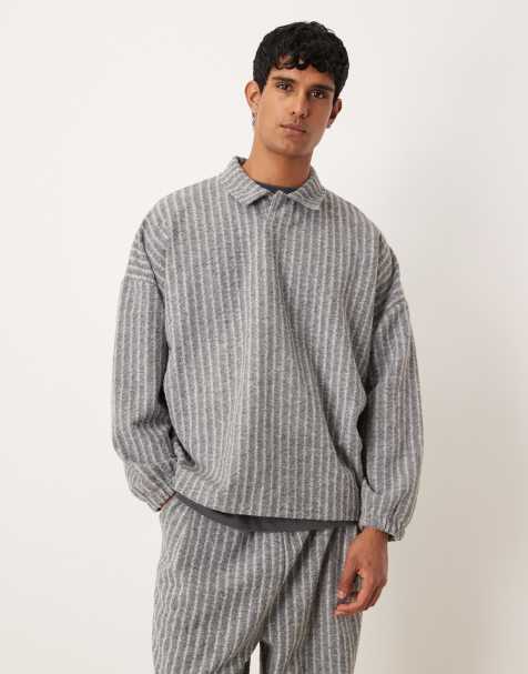 ASOS DESIGN – Szara bluza polo o luźnym kroju z domieszką wełny, część zestawu - view 1