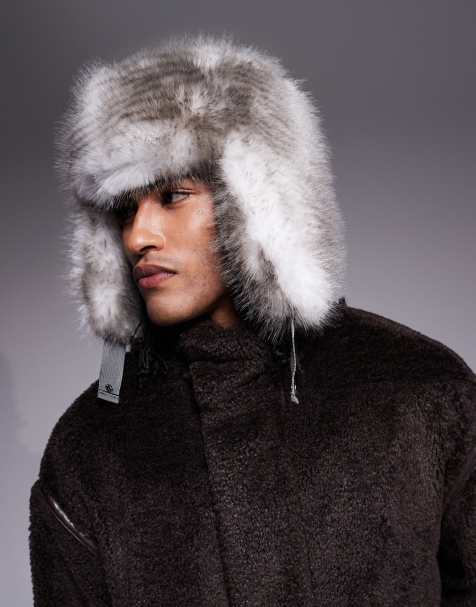 ASOS DESIGN – Szara czapka traperska ze sztucznego futra - view 1