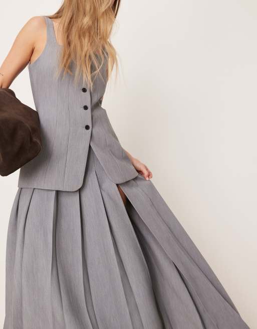 ASOS DESIGN – Szara elegancka plisowana spódnica maxi, część zestawu , 2 z 5