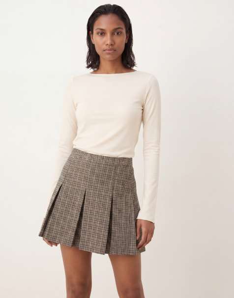ASOS DESIGN – Szara elegancka spódnica mini w kratkę z zakładkami - view 1