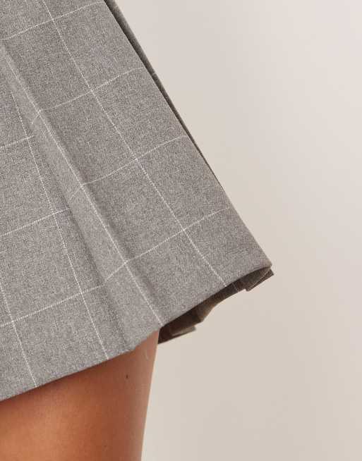 ASOS DESIGN – Szara elegancka spódnica mini z zakładkami w kratę, 3 z 5