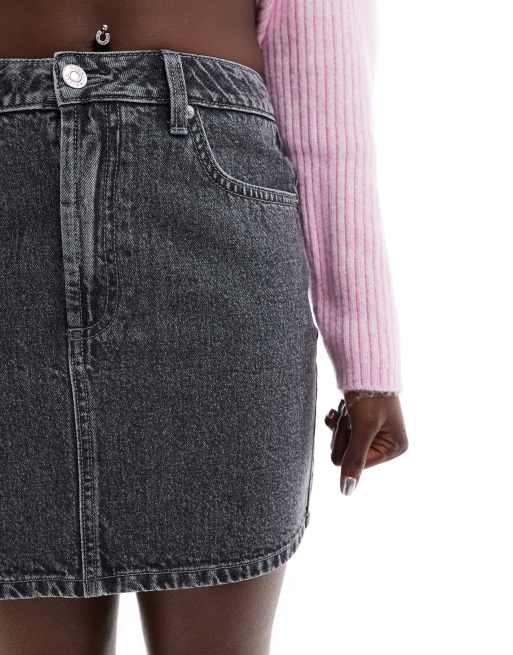 ASOS DESIGN – Szara jeansowa spódnica mini z wysokim stanem, 3 z 5