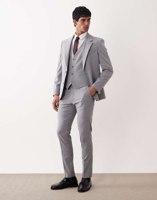 ASOS DESIGN – Szara kamizelka garniturowa o dopasowanym kroju, 2 z 5