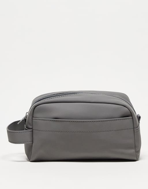 ASOS DESIGN – Szara kosmetyczka z powlekanej imitacji skóry